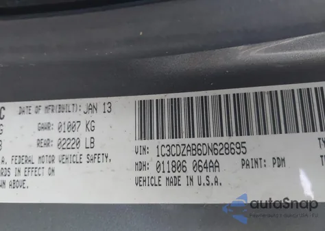 2013 Dodge Avenger Se z USA, uszkodzony, nr VIN 1C3CDZAB6DN628695